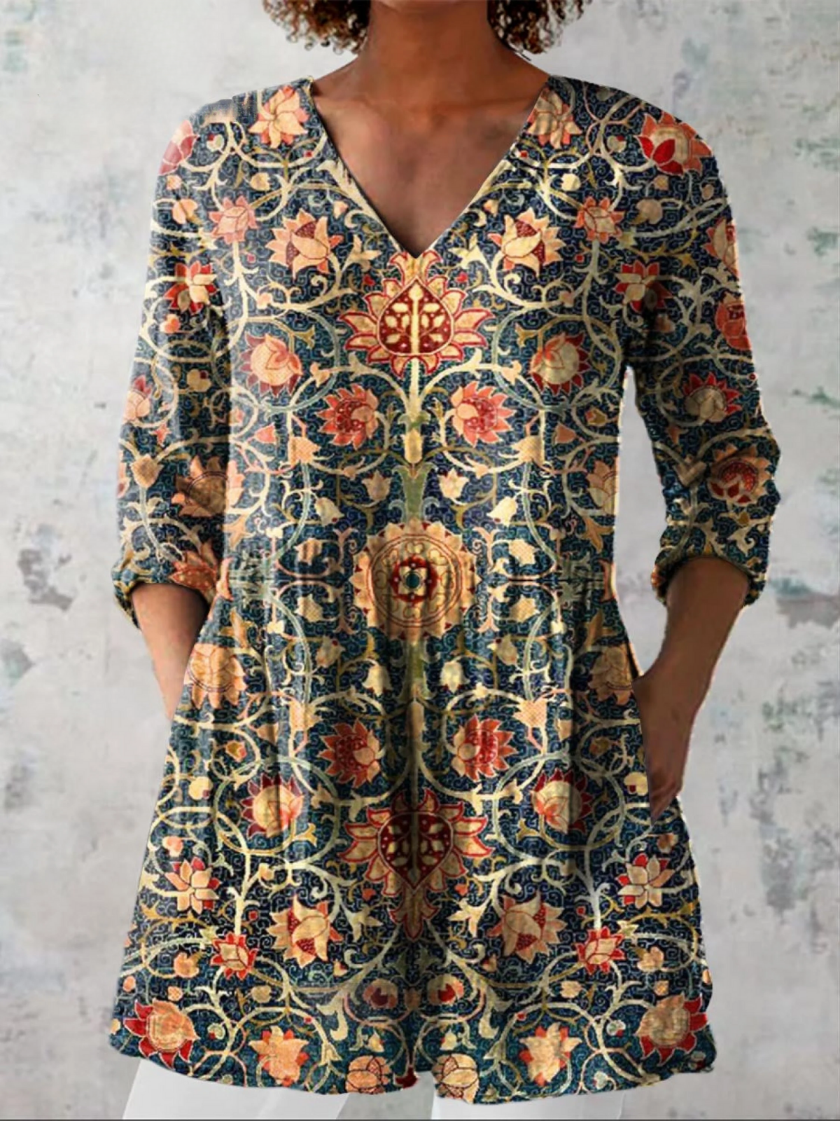 Celine | Blusa comprida com decote em V