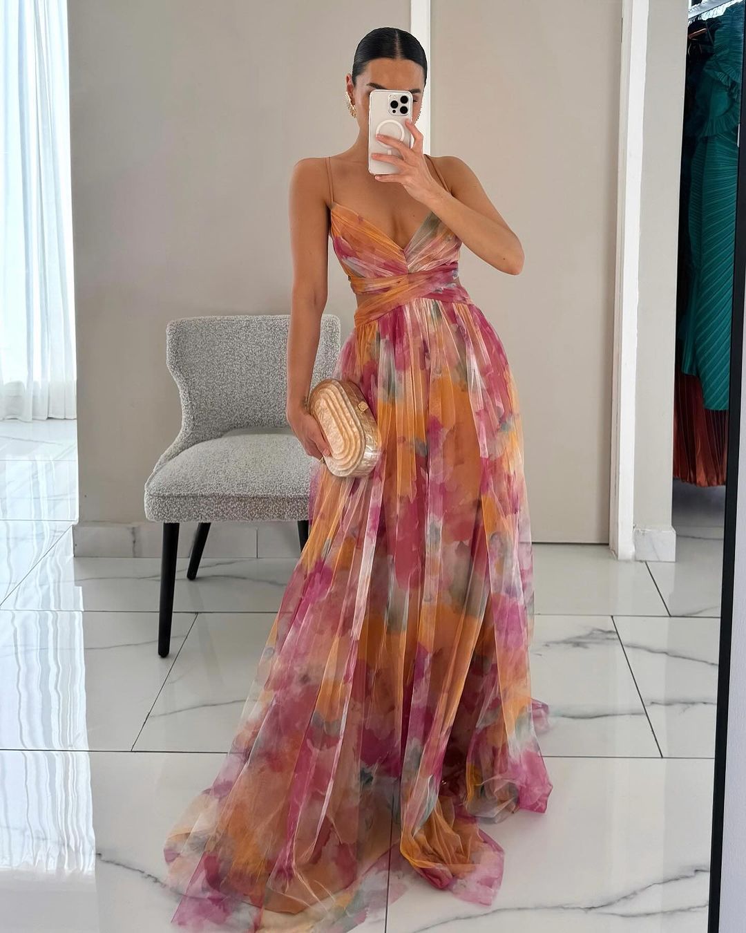 Giselle | Encantador vestido maxi com estampado floral