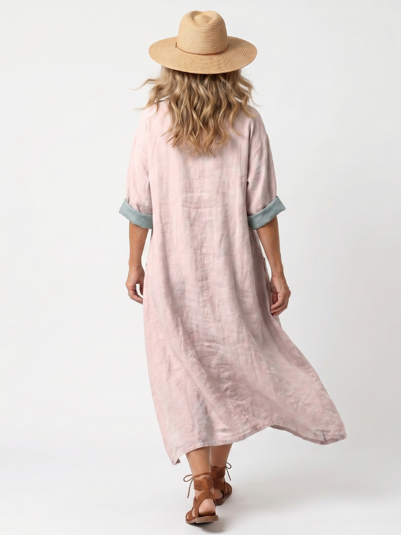 Kenza | Vestido midi descontraído com painéis e bolsos