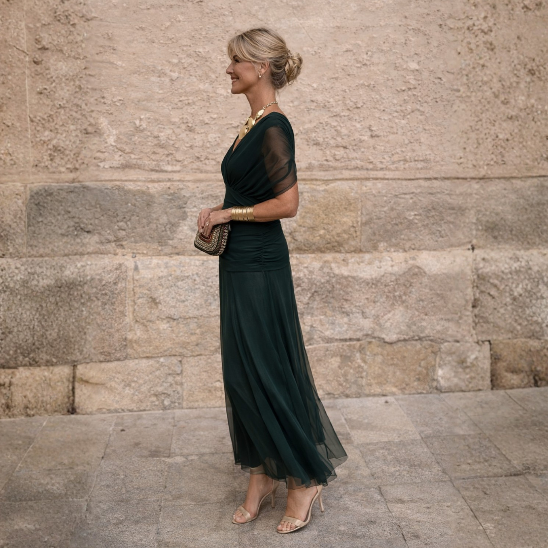 Mikaela | Vestido maxi com ombros descobertos