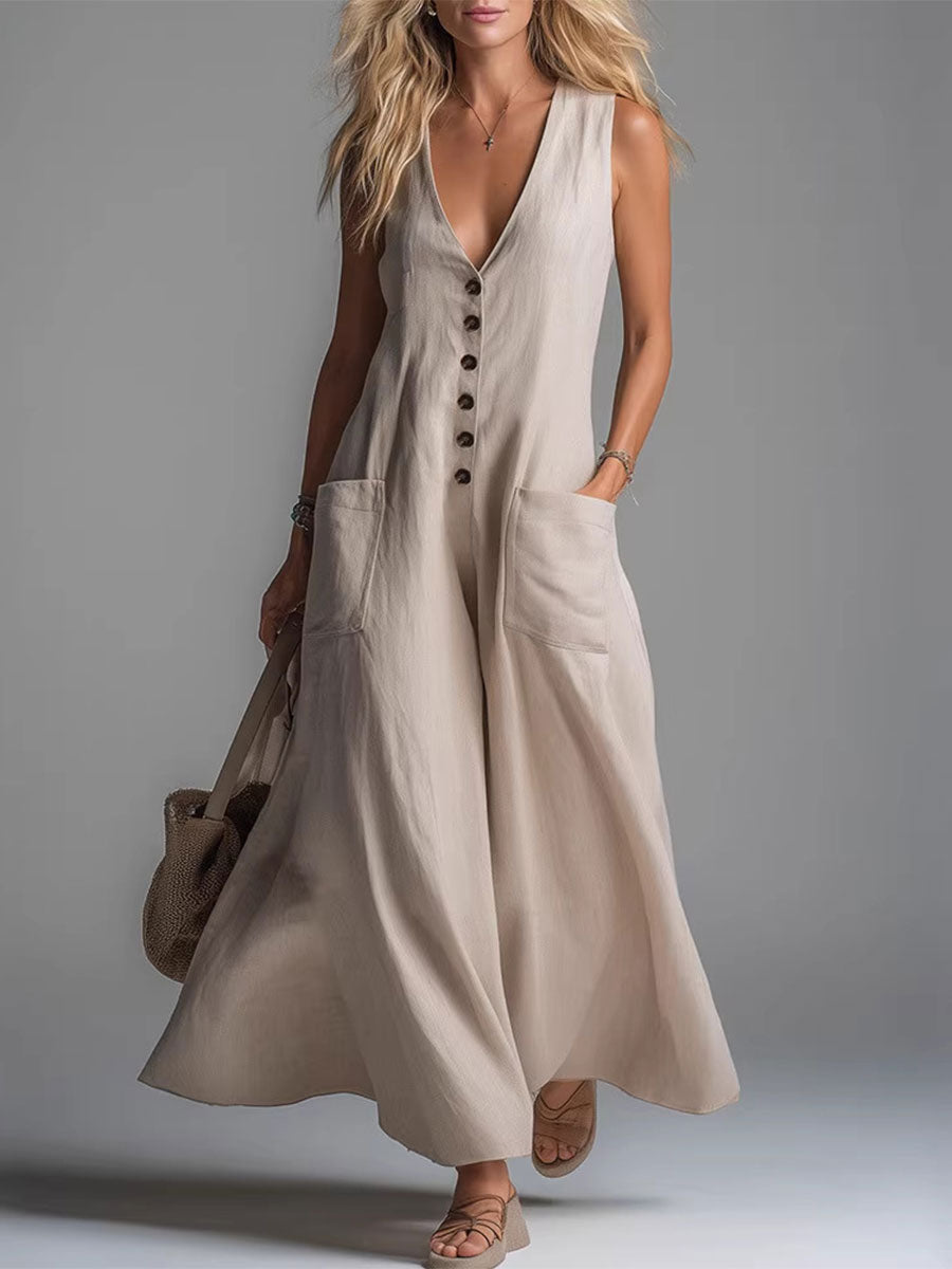 Noa | Vestido maxi com botões e queda leve