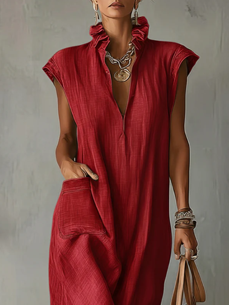 Elara | Vestido maxi com folhos
