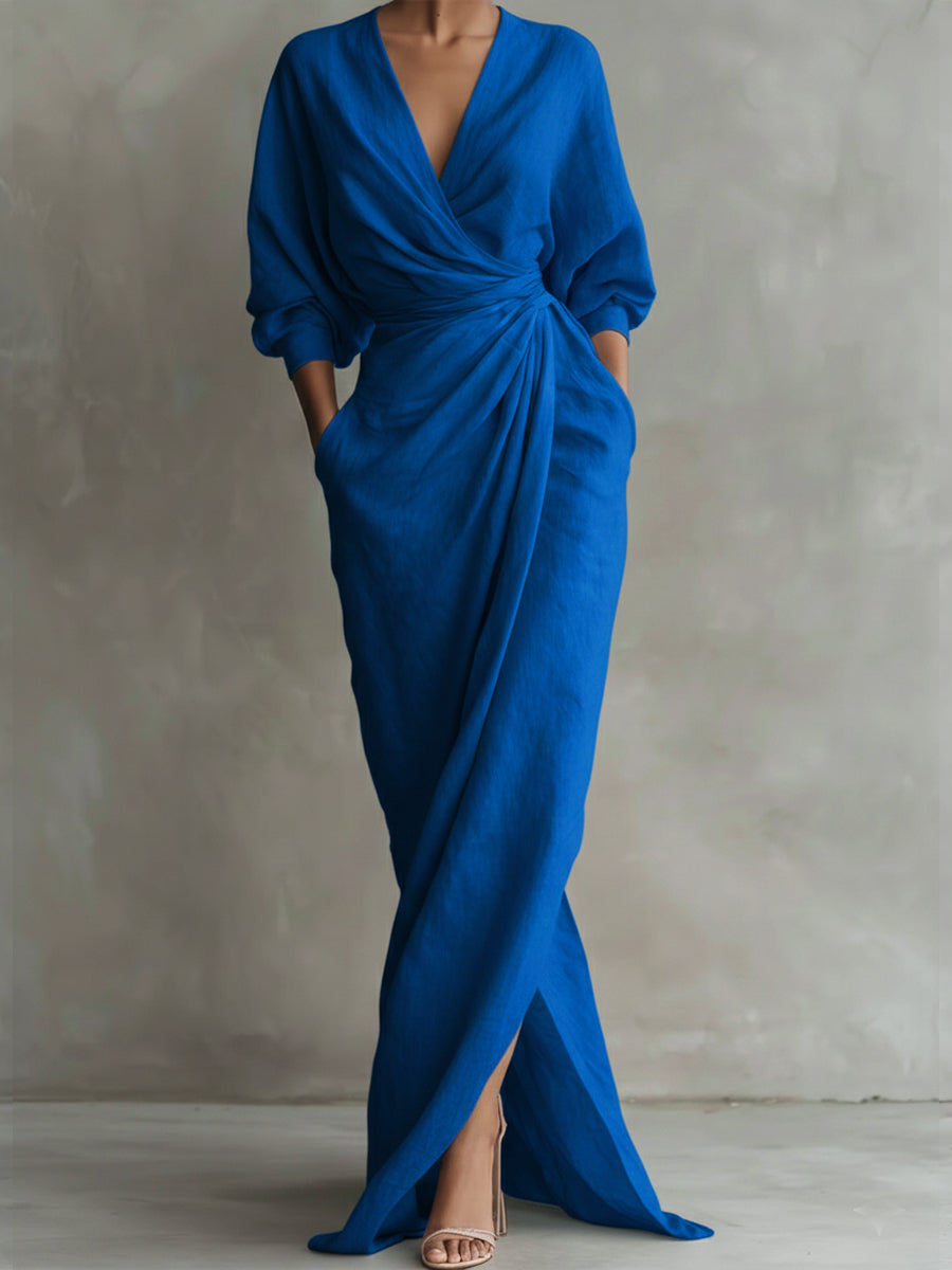 Valina | Vestido maxi estilo envelope com queda leve