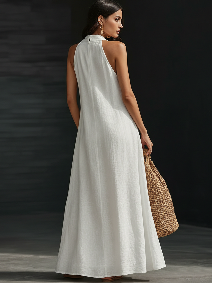 Aveline | Vestido maxi halter com queda elegante