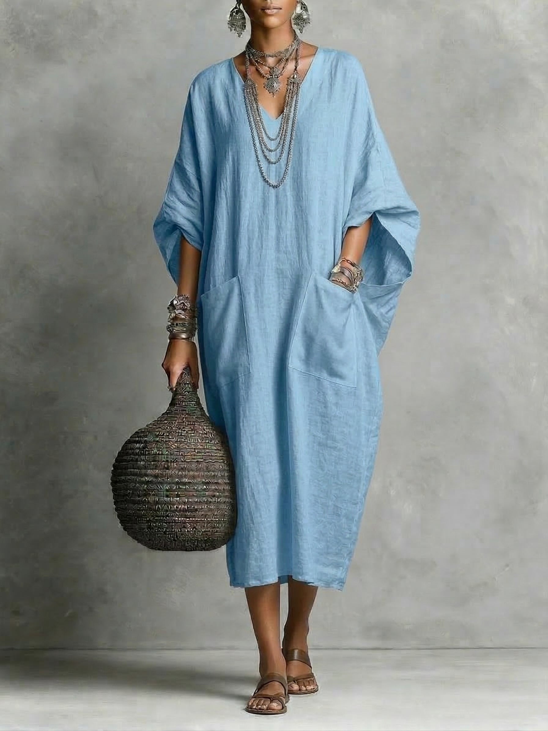 Kaia | Vestido kaftan maxi descontraído