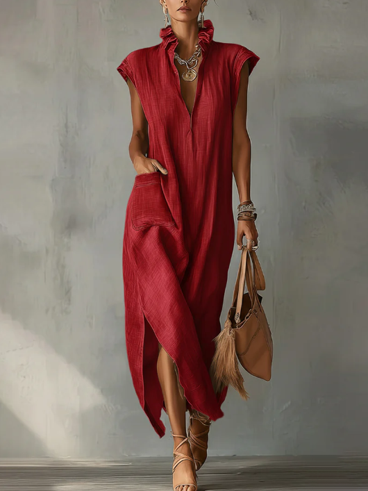 Elara | Vestido maxi com folhos