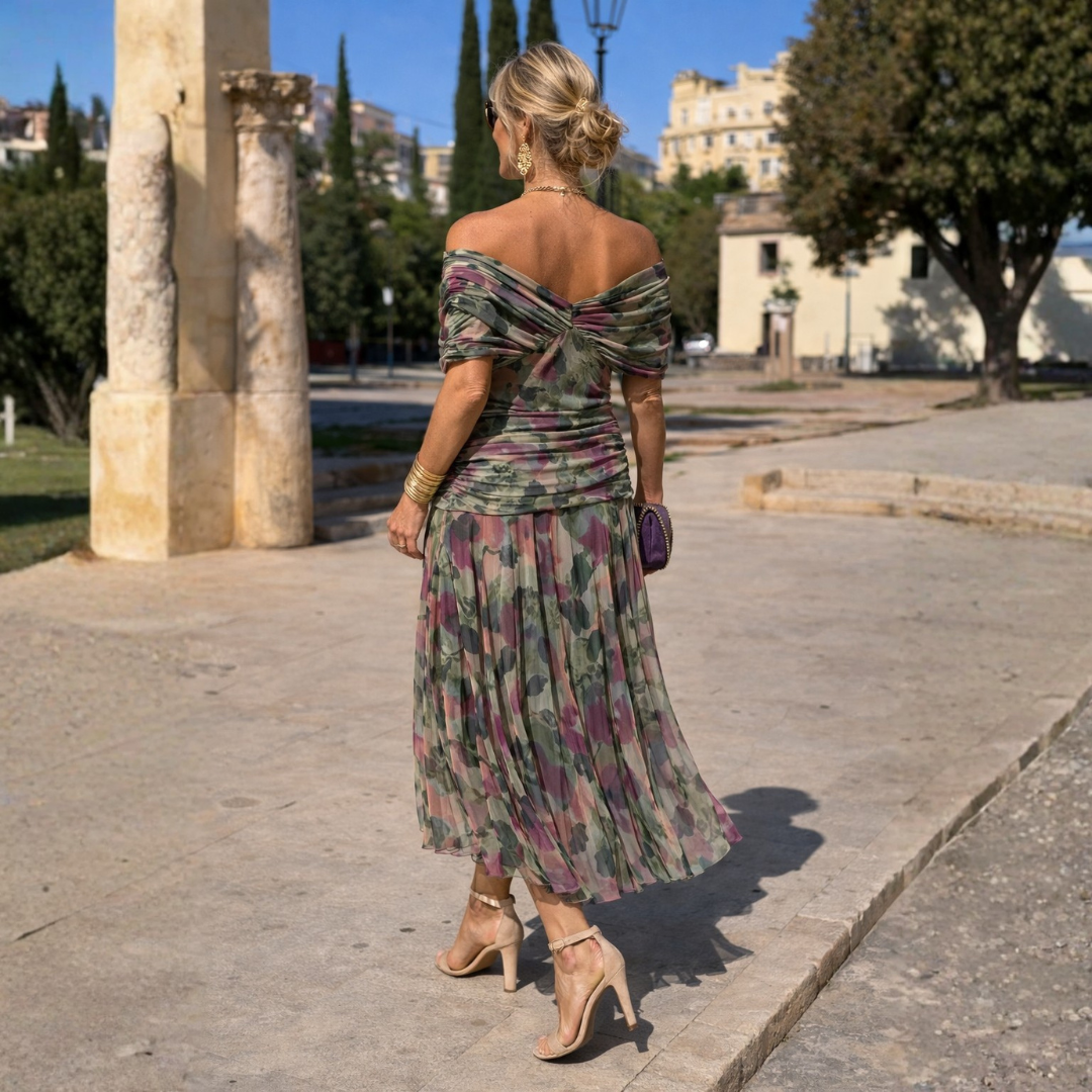 Mikaela | Vestido maxi com ombros descobertos