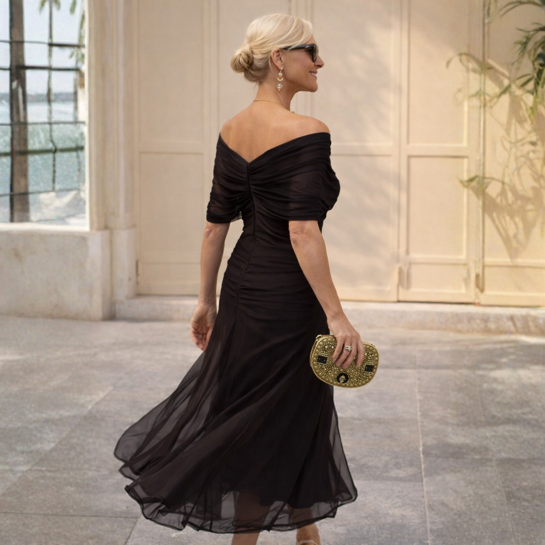 Mikaela | Vestido maxi com ombros descobertos