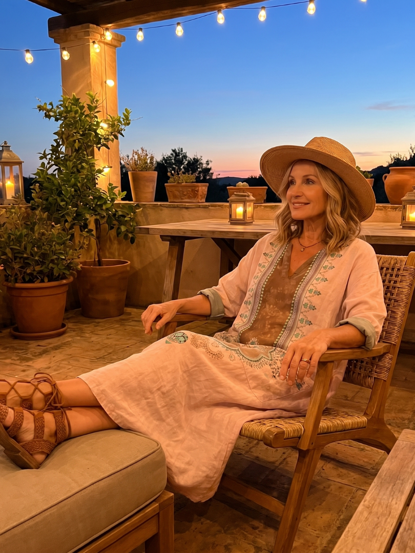 Kenza | Vestido midi descontraído com painéis e bolsos