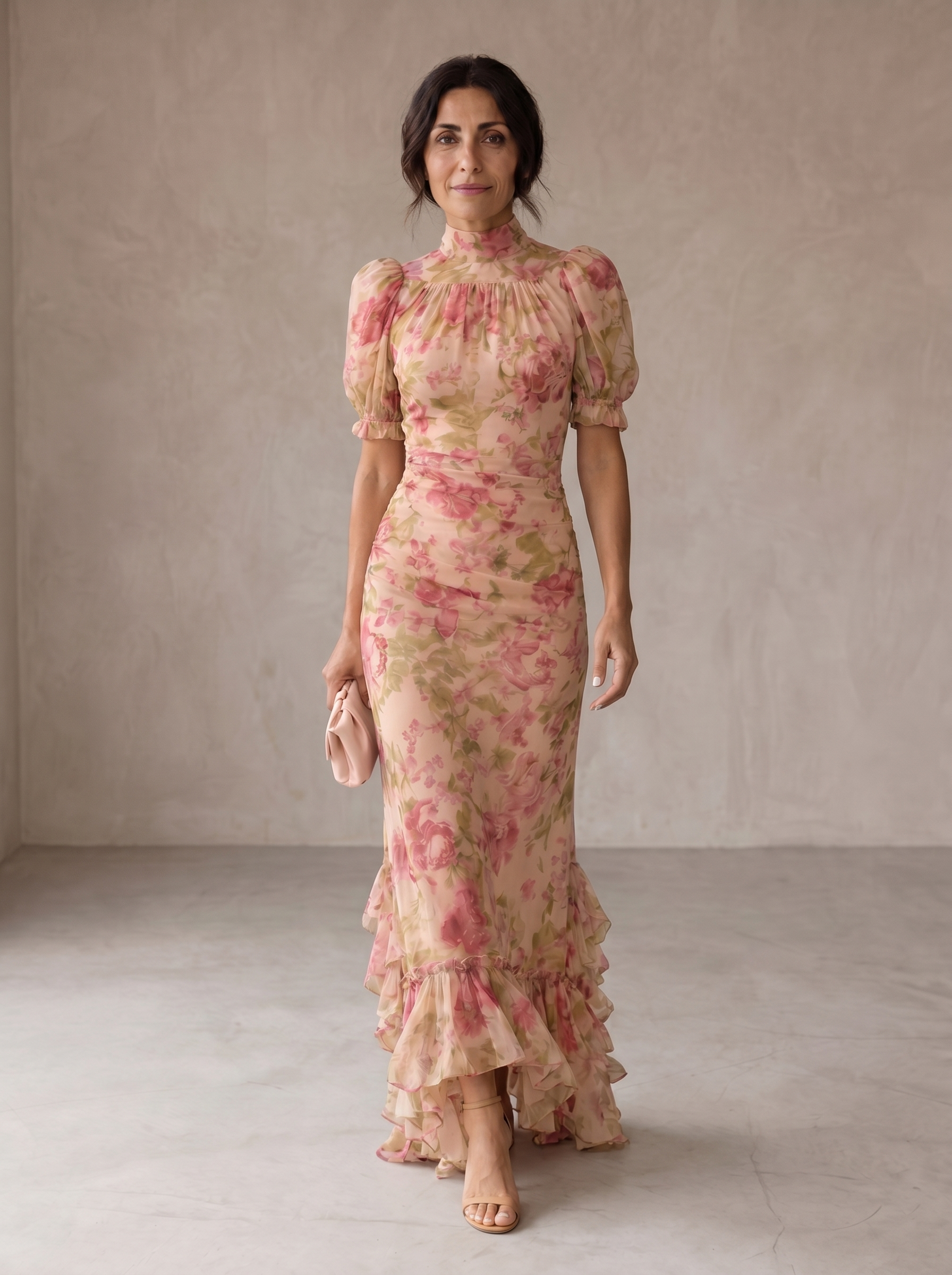 Rosario | Vestido longo com padrão floral em chiffon