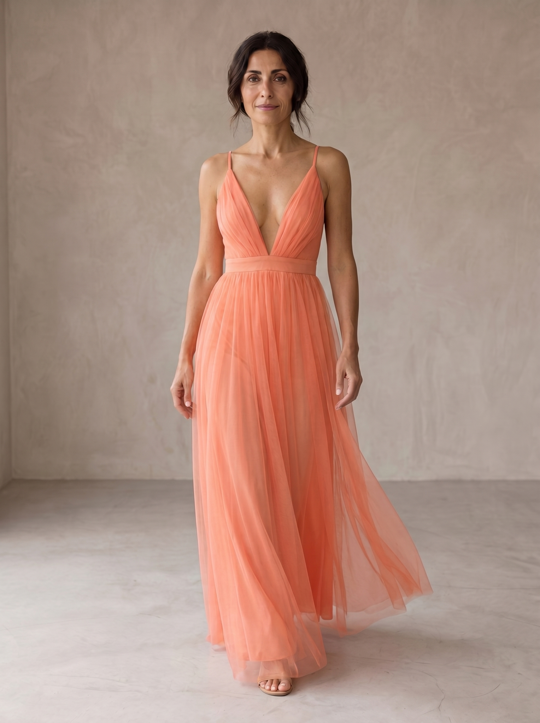 Genebra | Vestido Maxi Cor de Coral Claro