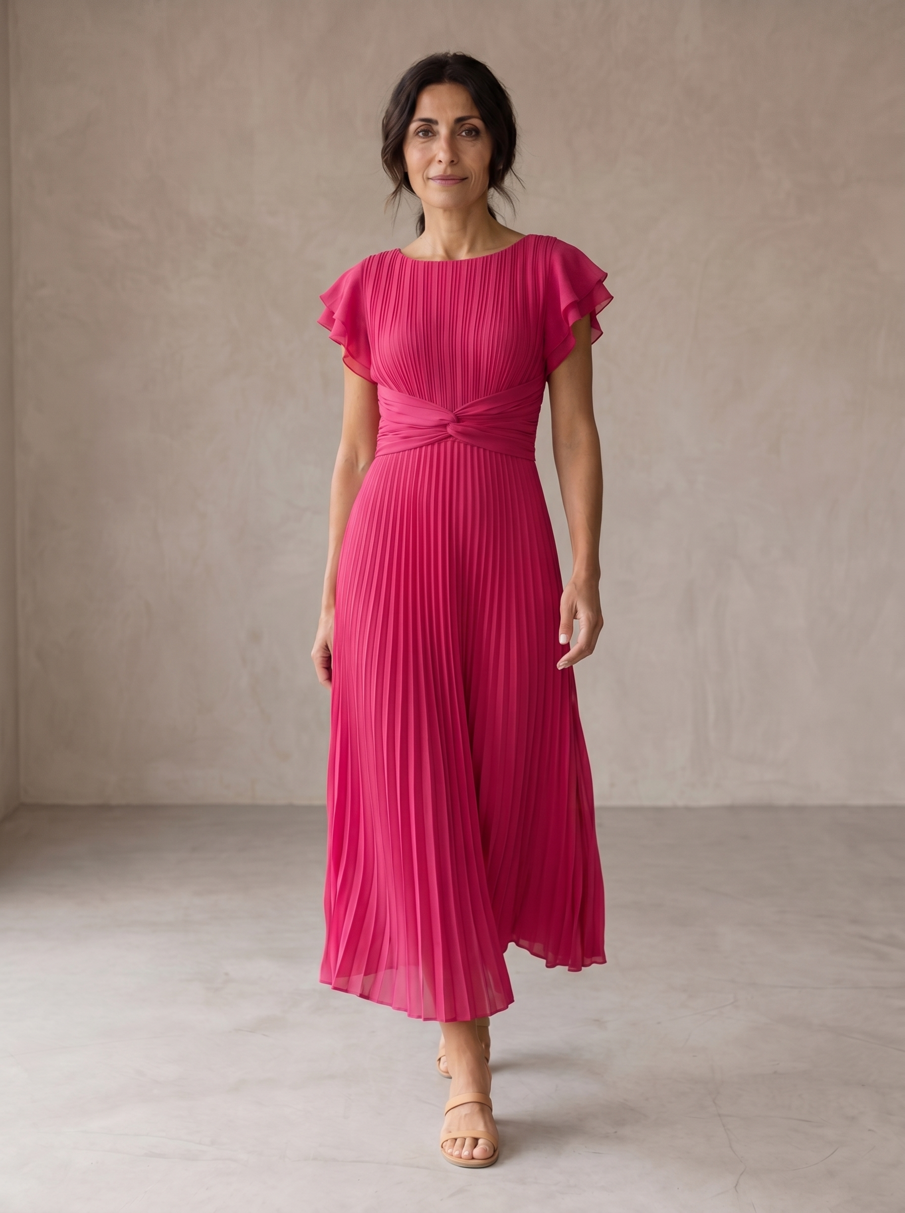 Seraphina | Elegante vestido maxi plissado com cintura atada