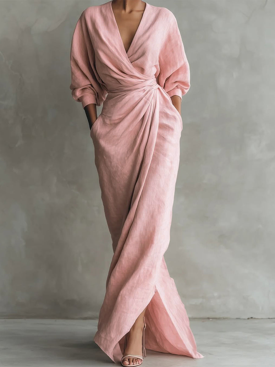 Valina | Vestido maxi estilo envelope com queda leve