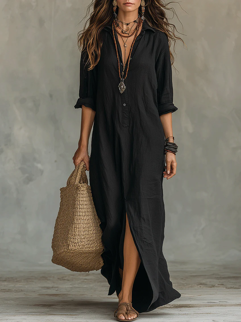 Nora | Vestido maxi descontraído com queda leve
