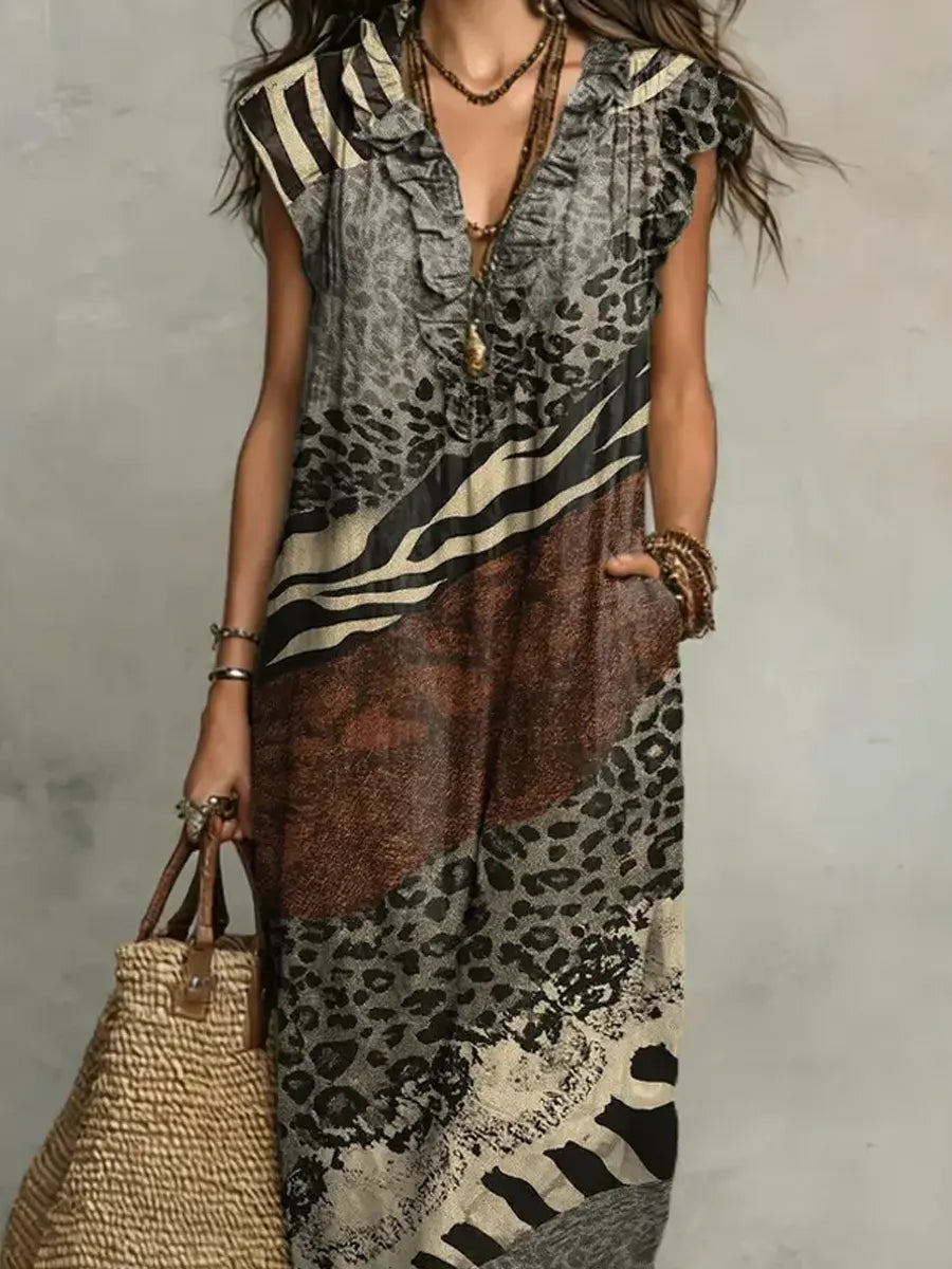 Zola | Vestido maxi com mistura de padrões