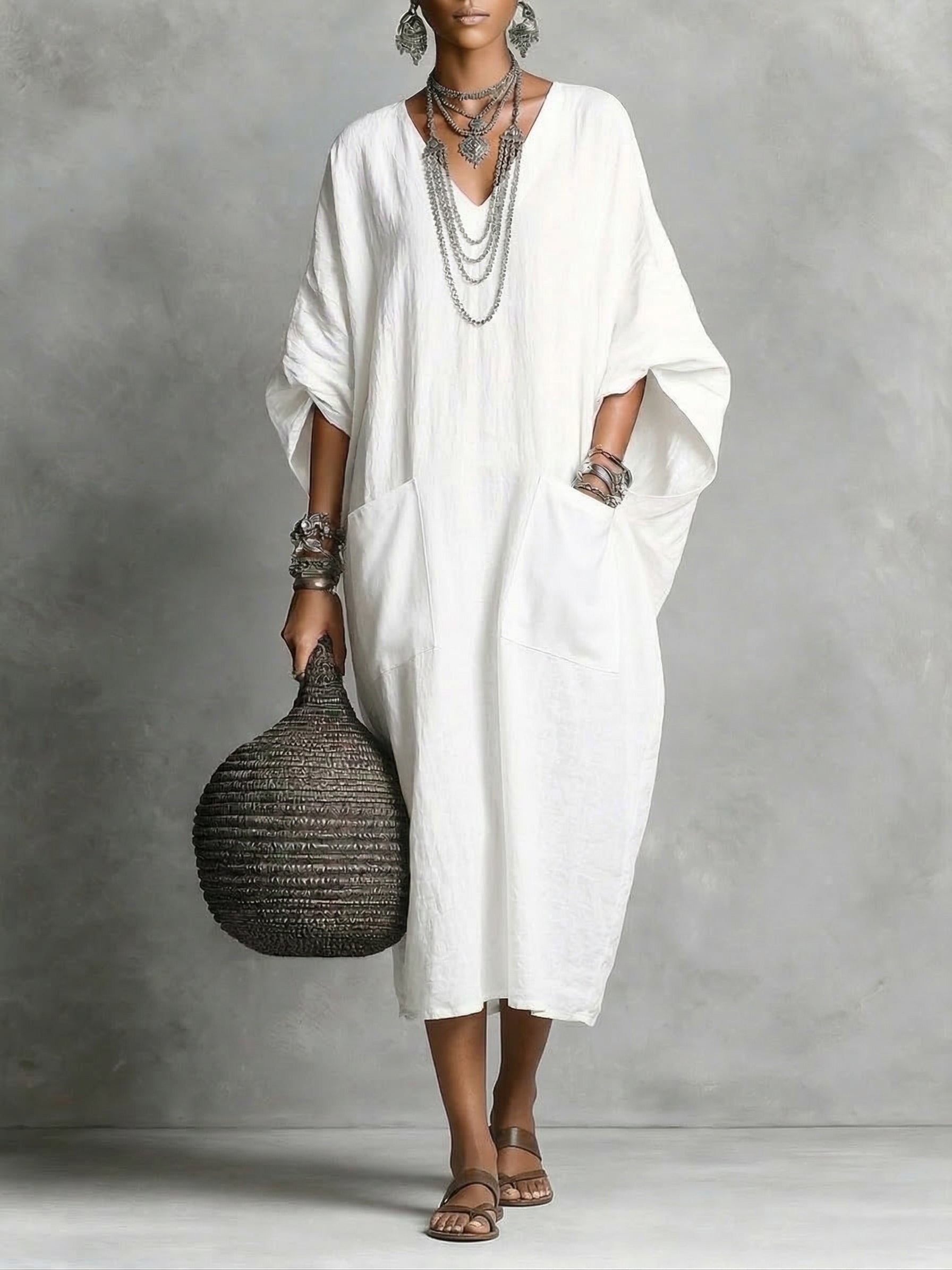 Kaia | Vestido kaftan maxi descontraído
