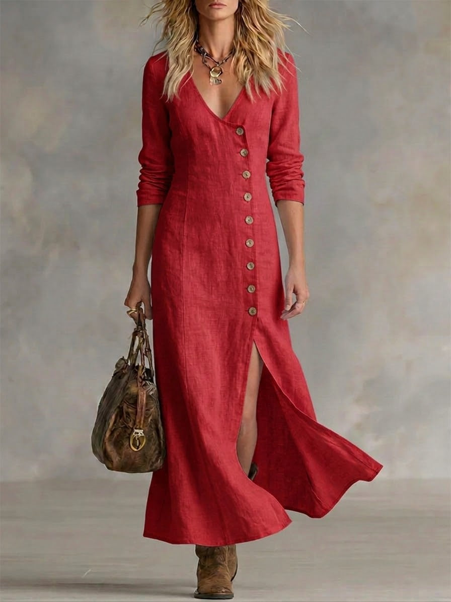 Elara | Vestido maxi com botões